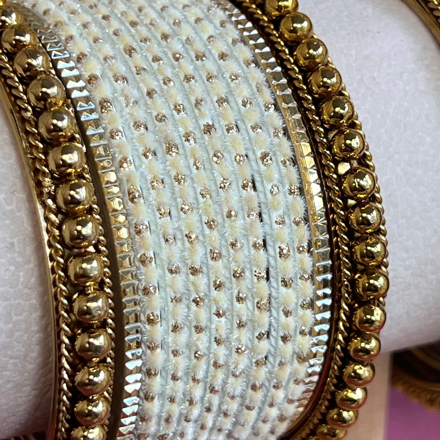 Small Velvet Bangle Set- Cream/Indian/ Pakistani/Jewelley/ Fashion Bracelet