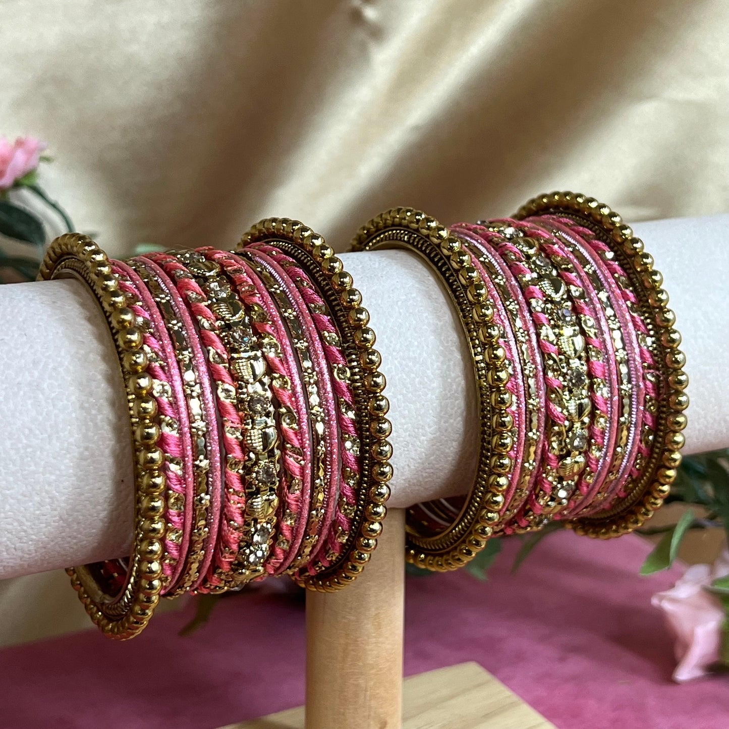 Small Thread Bangle Set- Pink/Indian/ Pakistani/Jewelley/ Fashion Bracelet