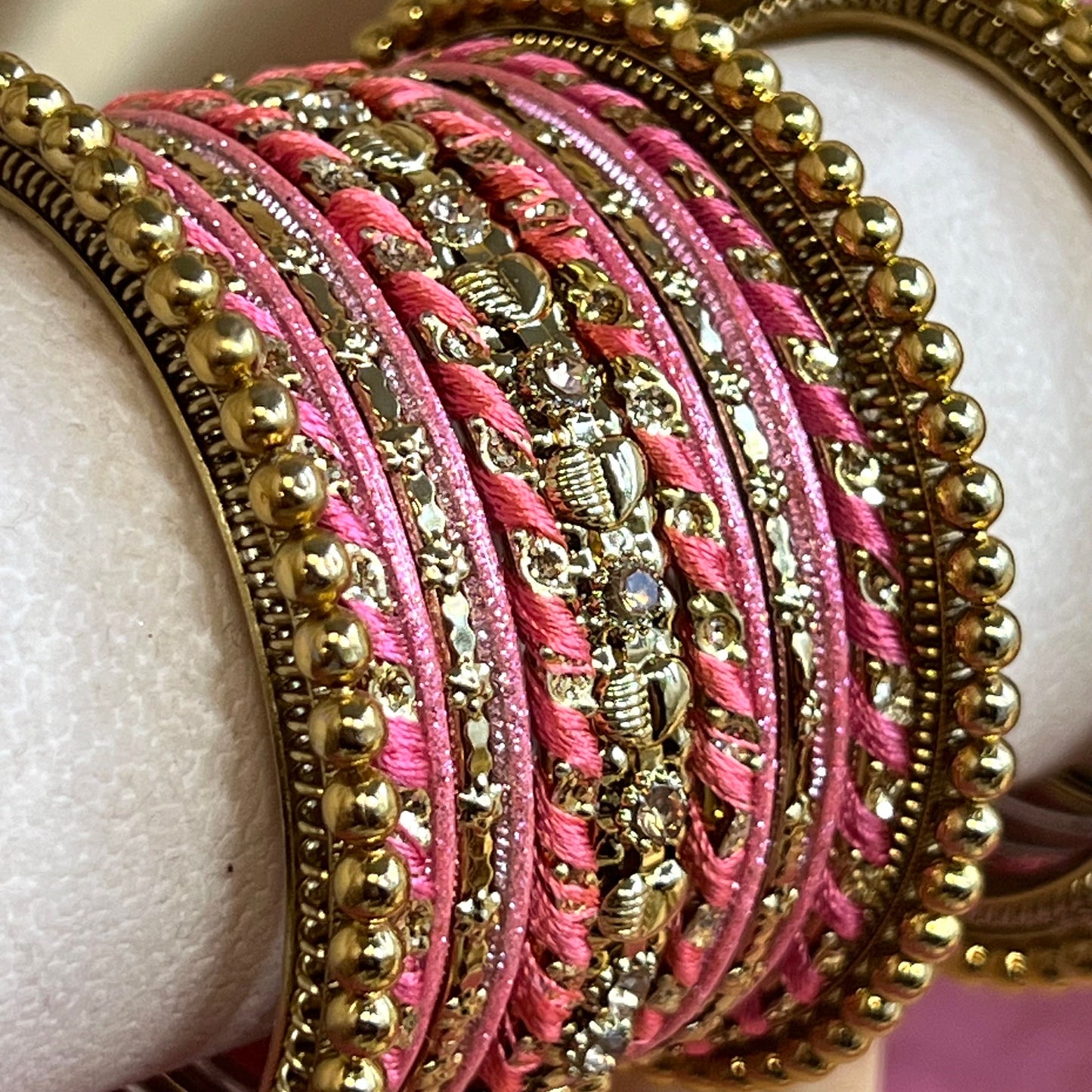 Small Thread Bangle Set- Pink/Indian/ Pakistani/Jewelley/ Fashion Bracelet