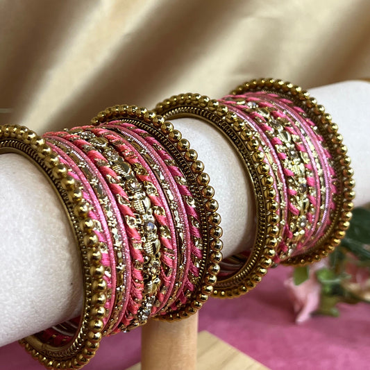 Small Thread Bangle Set- Pink/Indian/ Pakistani/Jewelley/ Fashion Bracelet