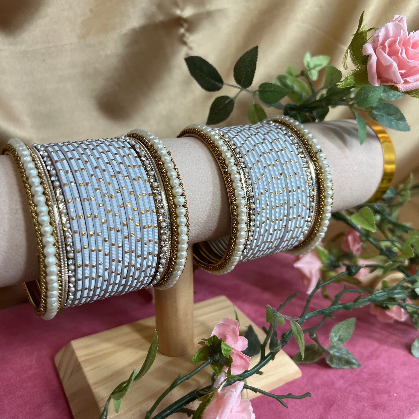 Small White Bangle Set/Indian/ Pakistani/Jewelley/ Fashion Bracelet