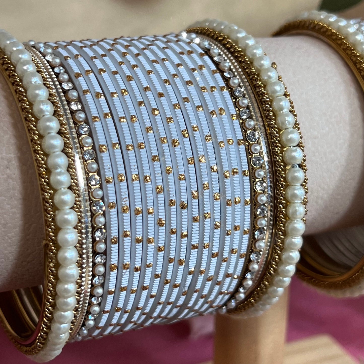 Small White Bangle Set/Indian/ Pakistani/Jewelley/ Fashion Bracelet