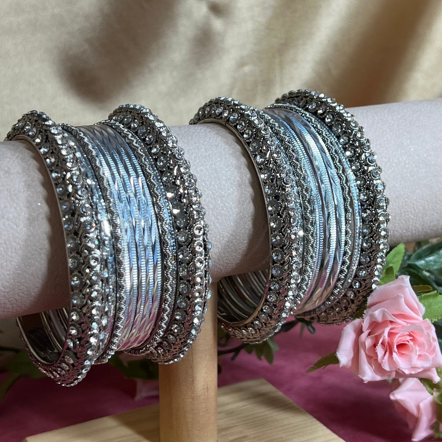 Small Silver Bangle Set/Indian/ Pakistani/Jewelley/ Fashion Bracelet