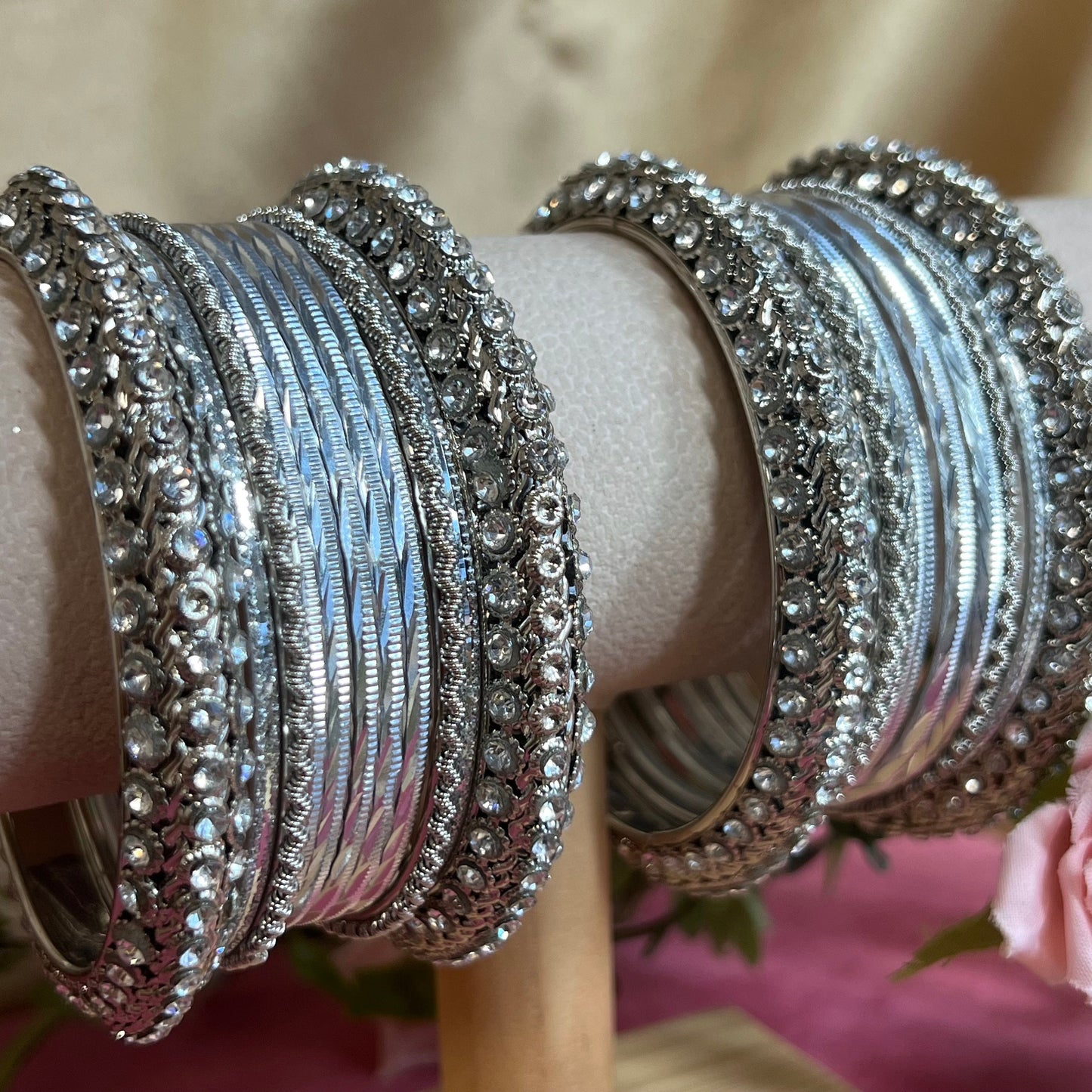 Small Silver Bangle Set/Indian/ Pakistani/Jewelley/ Fashion Bracelet