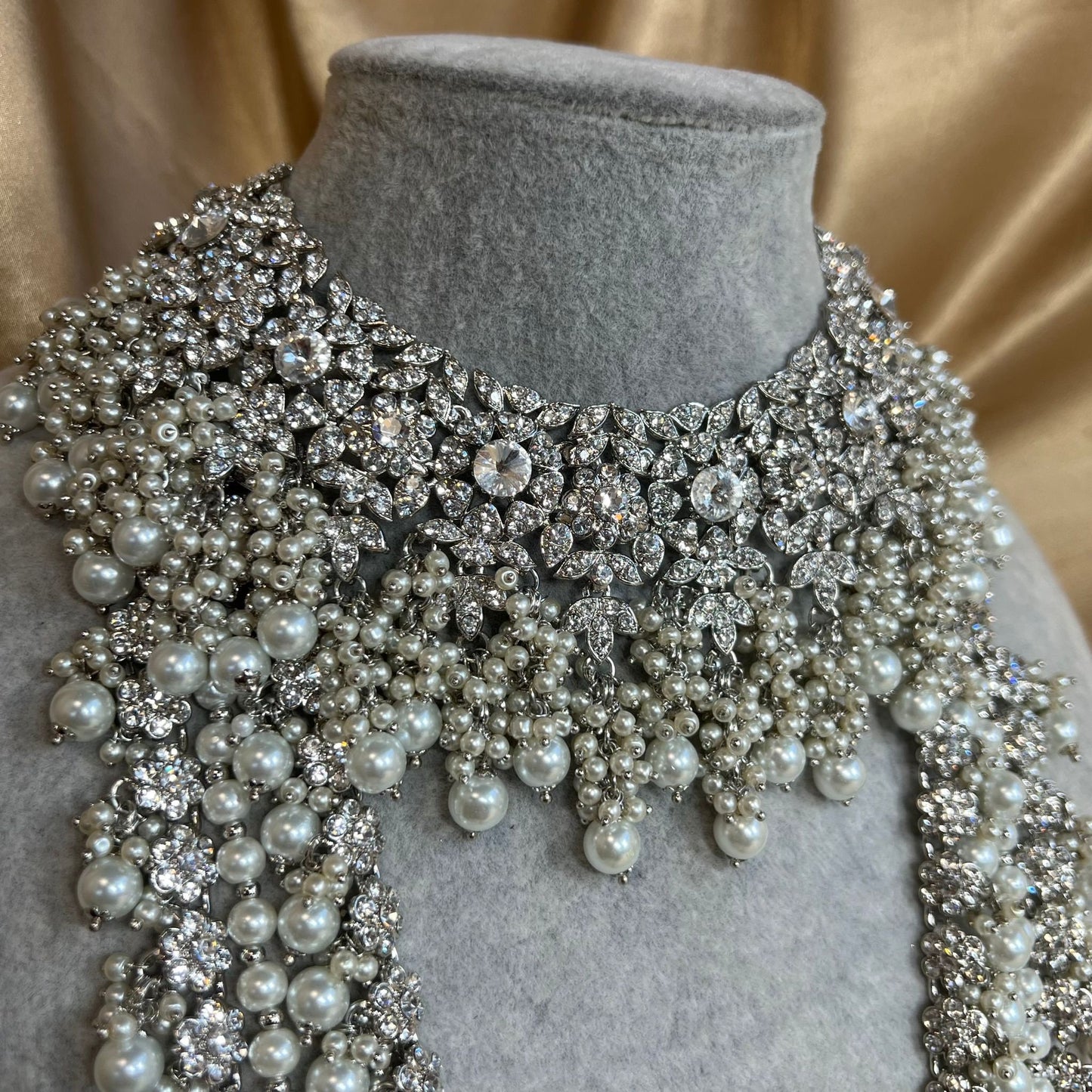 Silver Full Bridal Set Indian/ Pakistani Style/Necklace/ Choker/ Earring/ Tikka/ Mathapatti/Mala/Jhumar