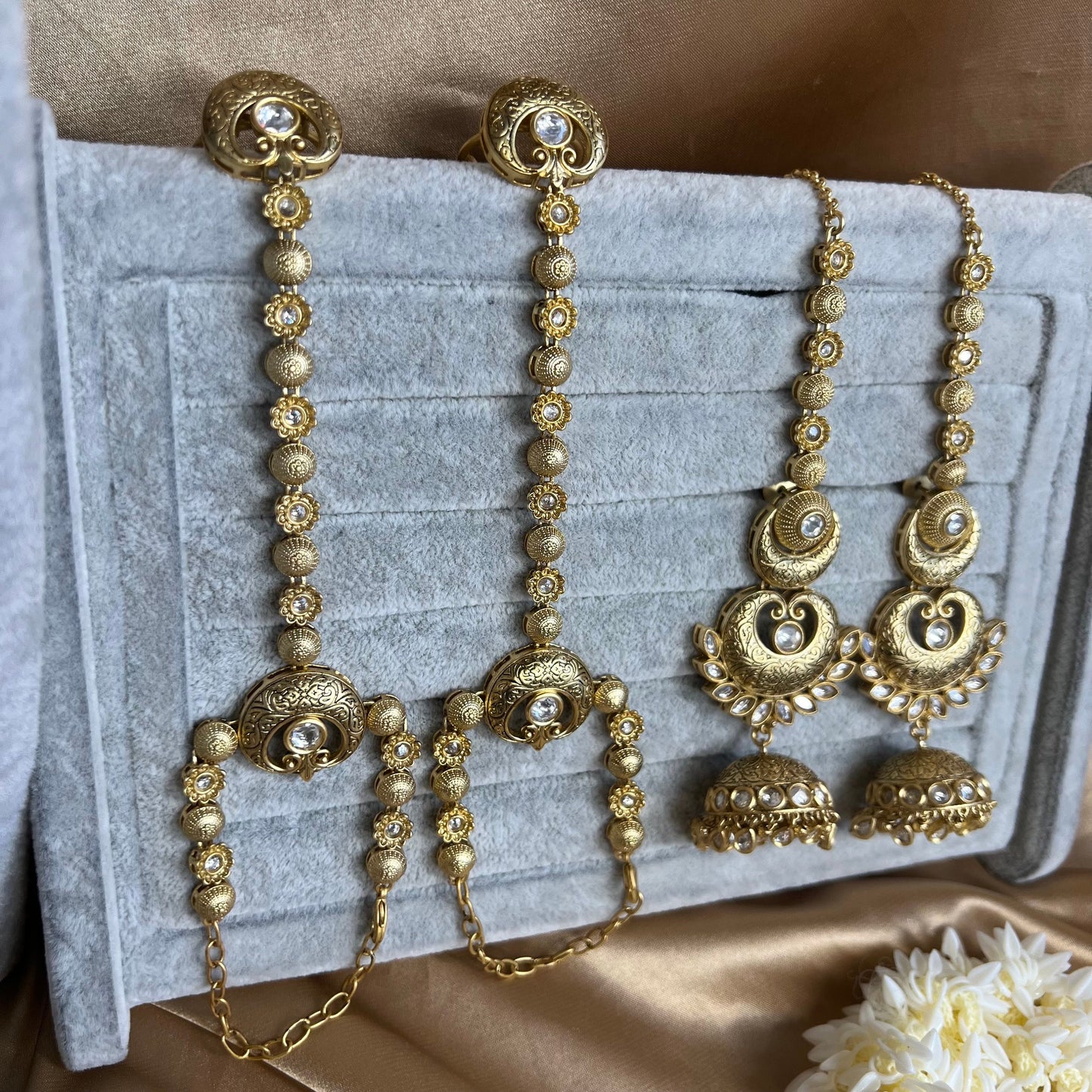 Matte Gold Full Bridal Set Indian/ Pakistani Style/Necklace/ Earring/ Tikka/ Mathapatti/Mala