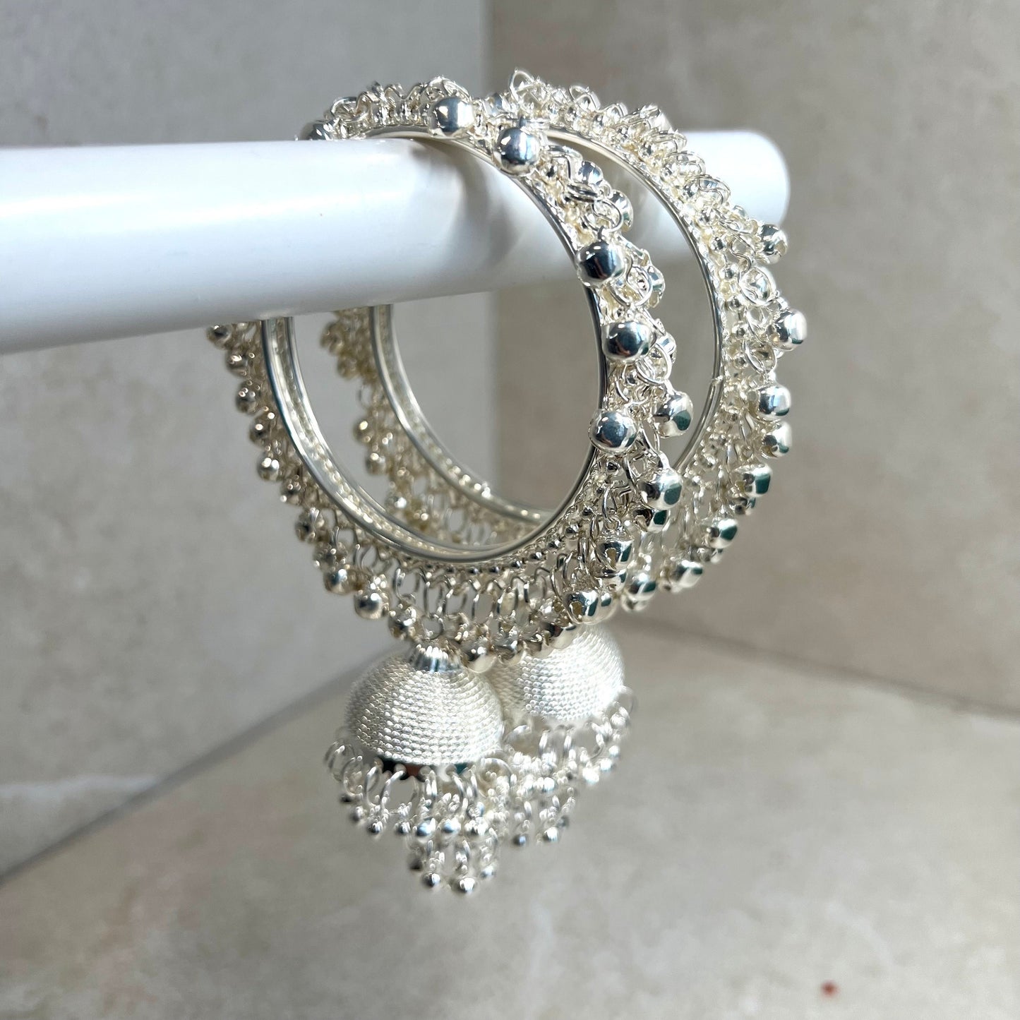 Silver Jhumka Bangles (Pair)/Indian/ Pakistani/Jewelley/ Fashion Bracelet