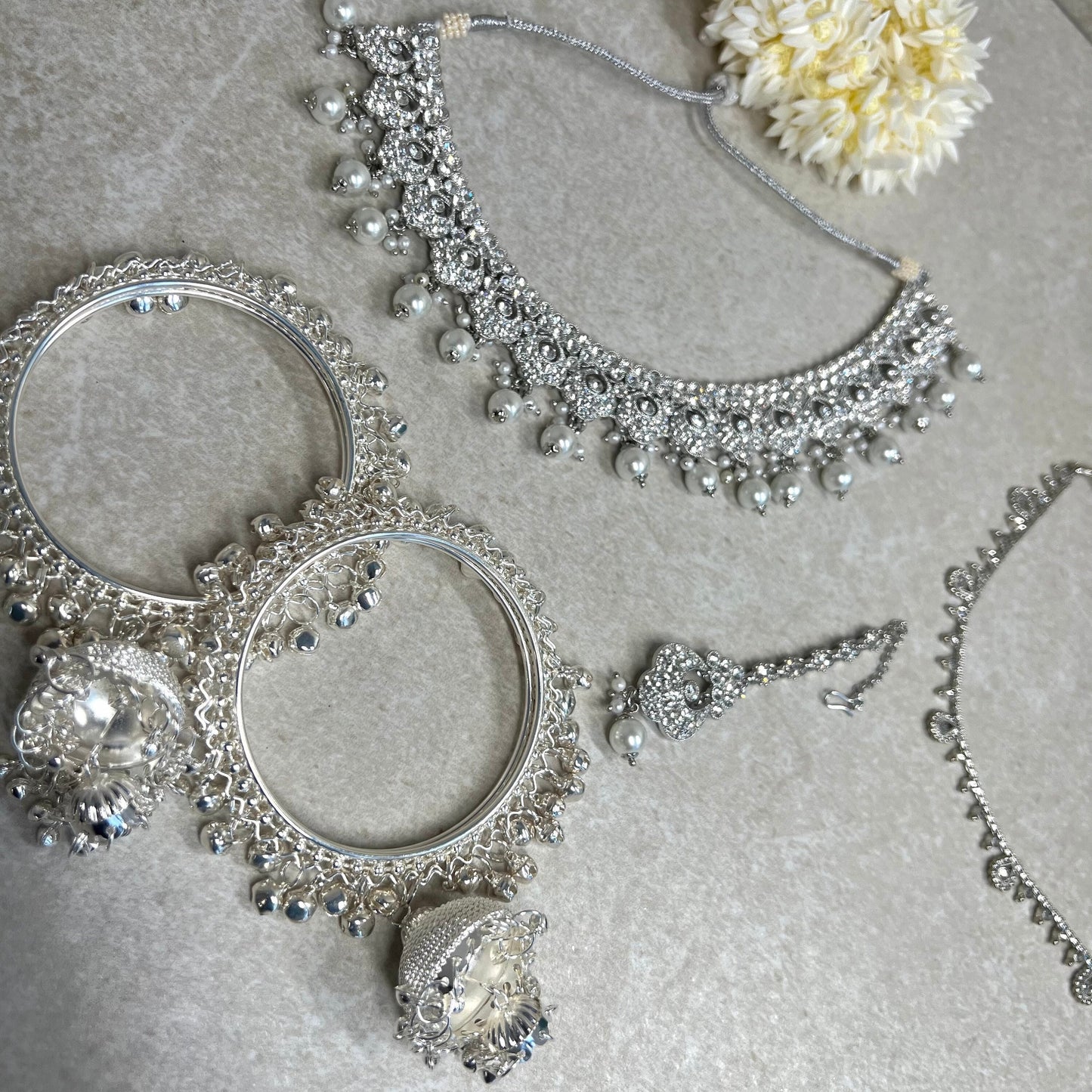 Silver Jhumka Bangles (Pair)/Indian/ Pakistani/Jewelley/ Fashion Bracelet