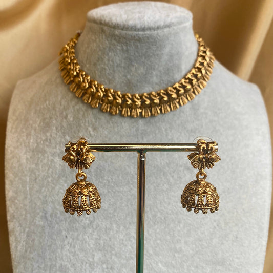 Antique Gold Temple Gold Set-Peacock Earring/ Indian/ Pakistani/Fashion Jewellery/ Gift for Women