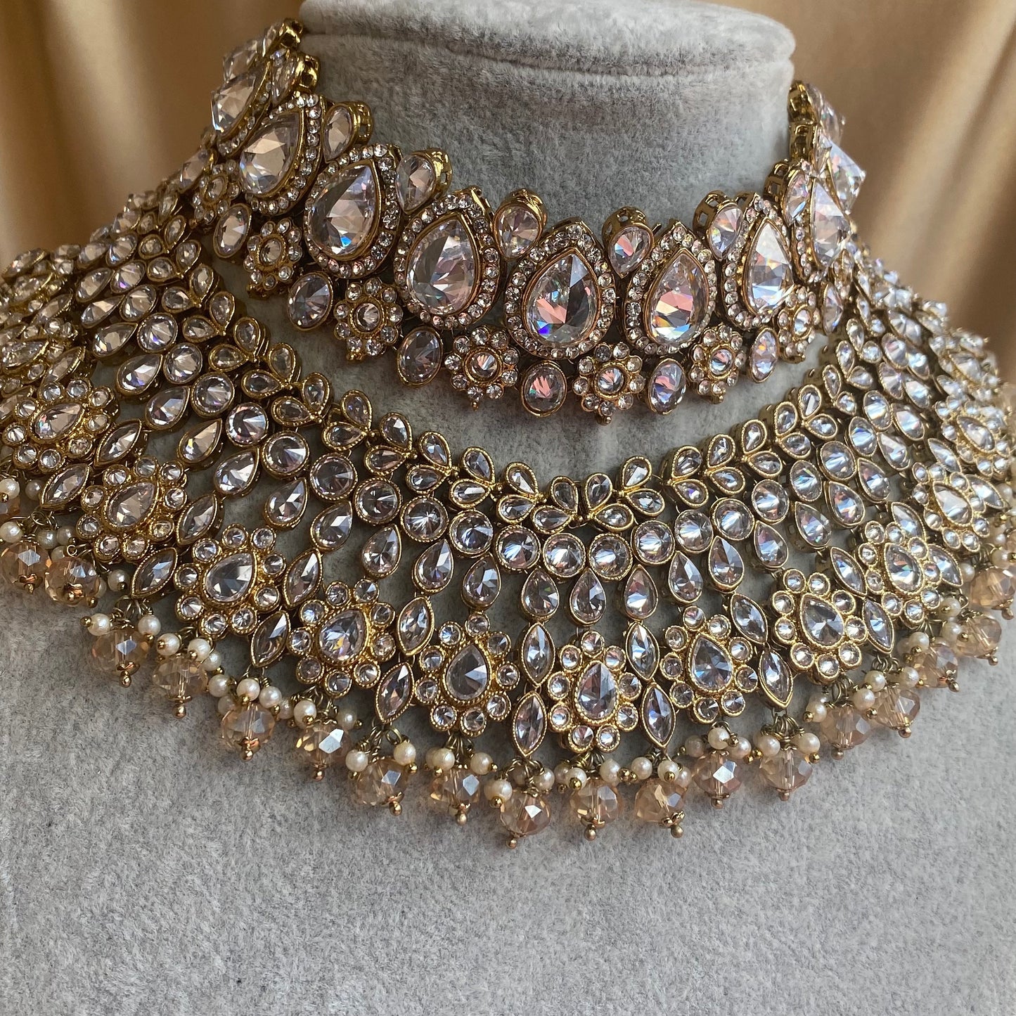 Golden Glow Full Bridal Set Indian/ Pakistani Style/Necklace/ Earring/Tikka/Wedding