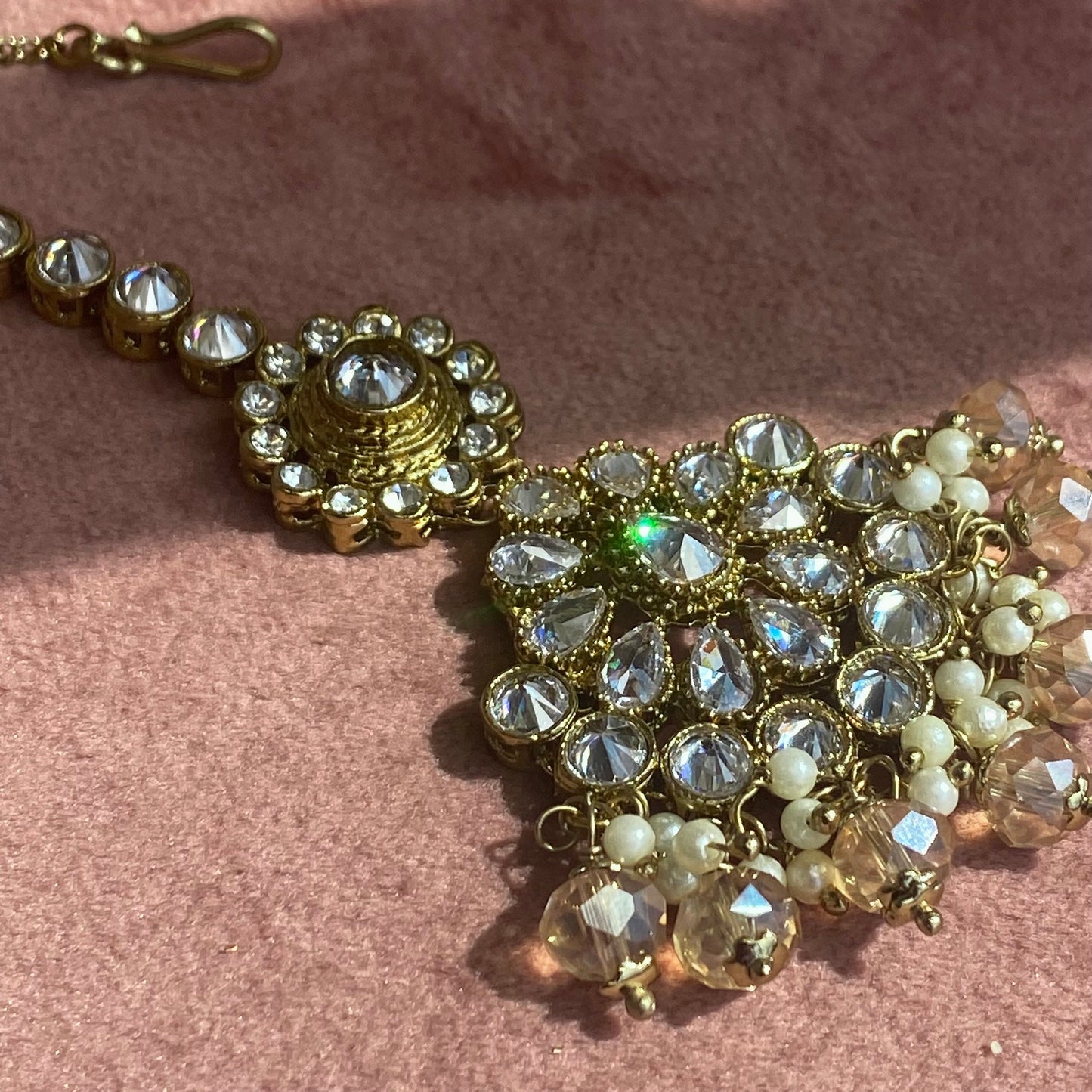 Golden Glow Full Bridal Set Indian/ Pakistani Style/Necklace/ Earring/Tikka/Wedding