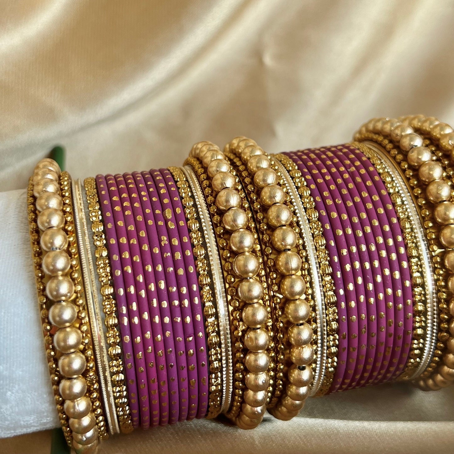 Small Gold Ball Bangle Set- Purple/Indian/ Pakistani/Jewelley/ Fashion Bracelet