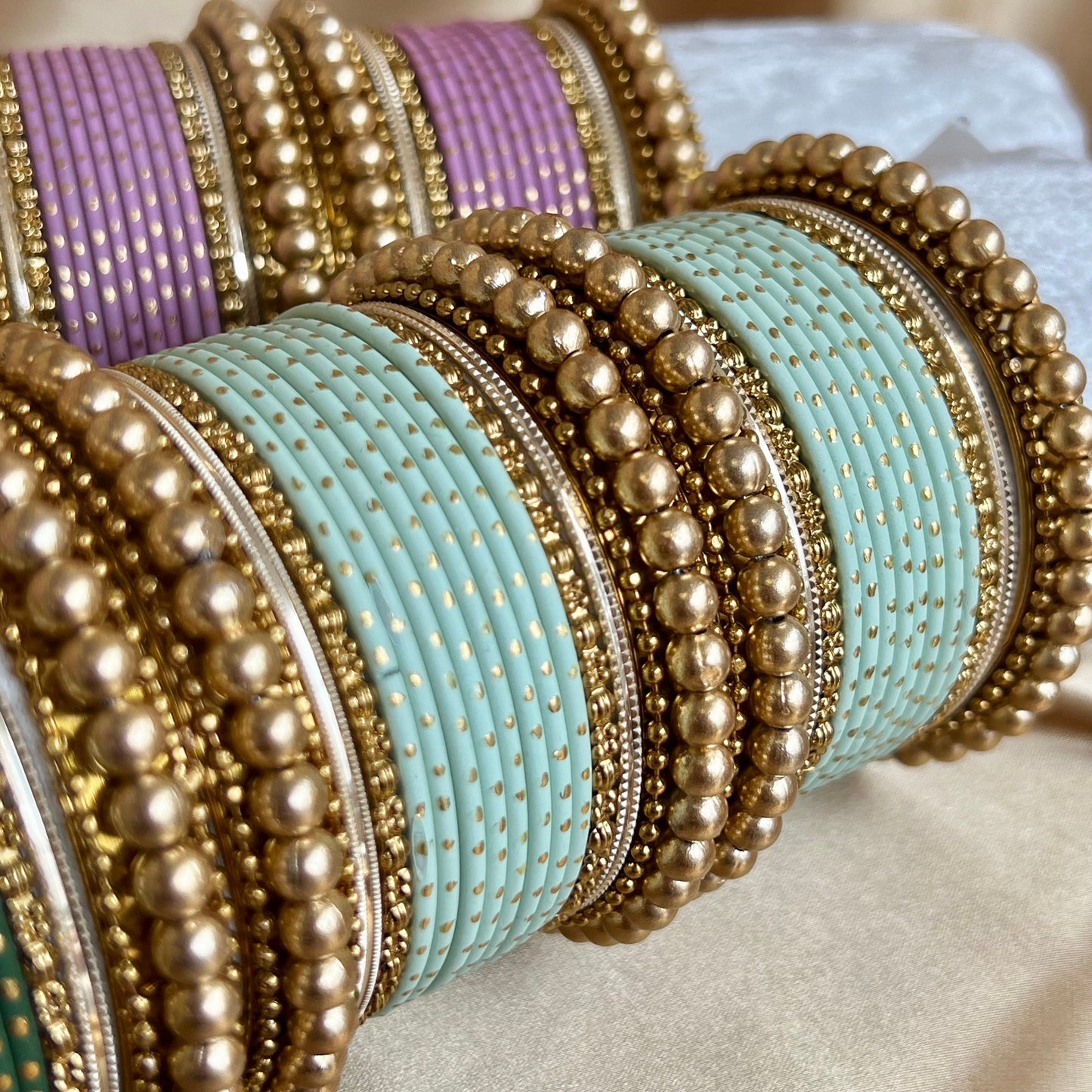 Small Gold Ball Bangle Set- Mint/Indian/ Pakistani/Jewelley/ Fashion Bracelet