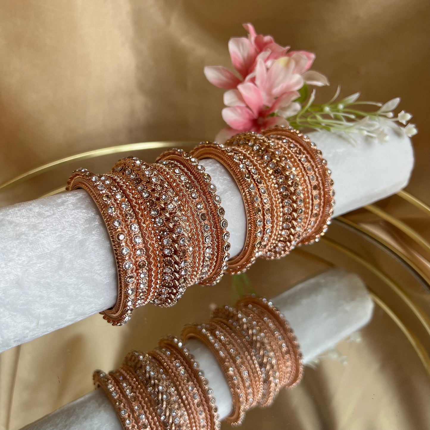 Shimmer Crystal Bangles - Rose Gold/Indian/ Pakistani/Jewelley/ Fashion Bracelet
