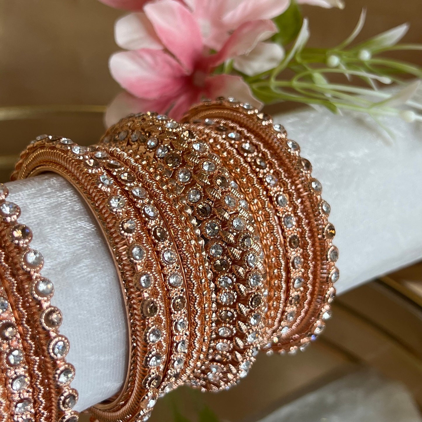 Shimmer Crystal Bangles - Rose Gold/Indian/ Pakistani/Jewelley/ Fashion Bracelet