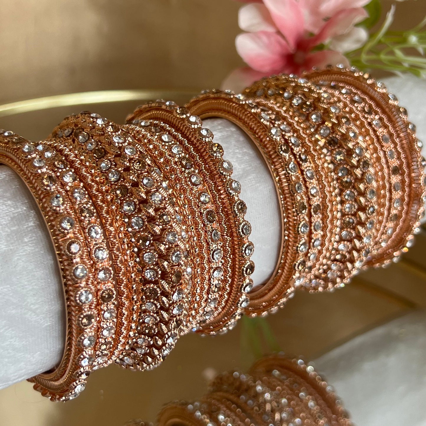 Shimmer Crystal Bangles - Rose Gold/Indian/ Pakistani/Jewelley/ Fashion Bracelet