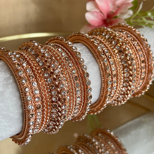 Shimmer Crystal Bangles - Rose Gold/Indian/ Pakistani/Jewelley/ Fashion Bracelet