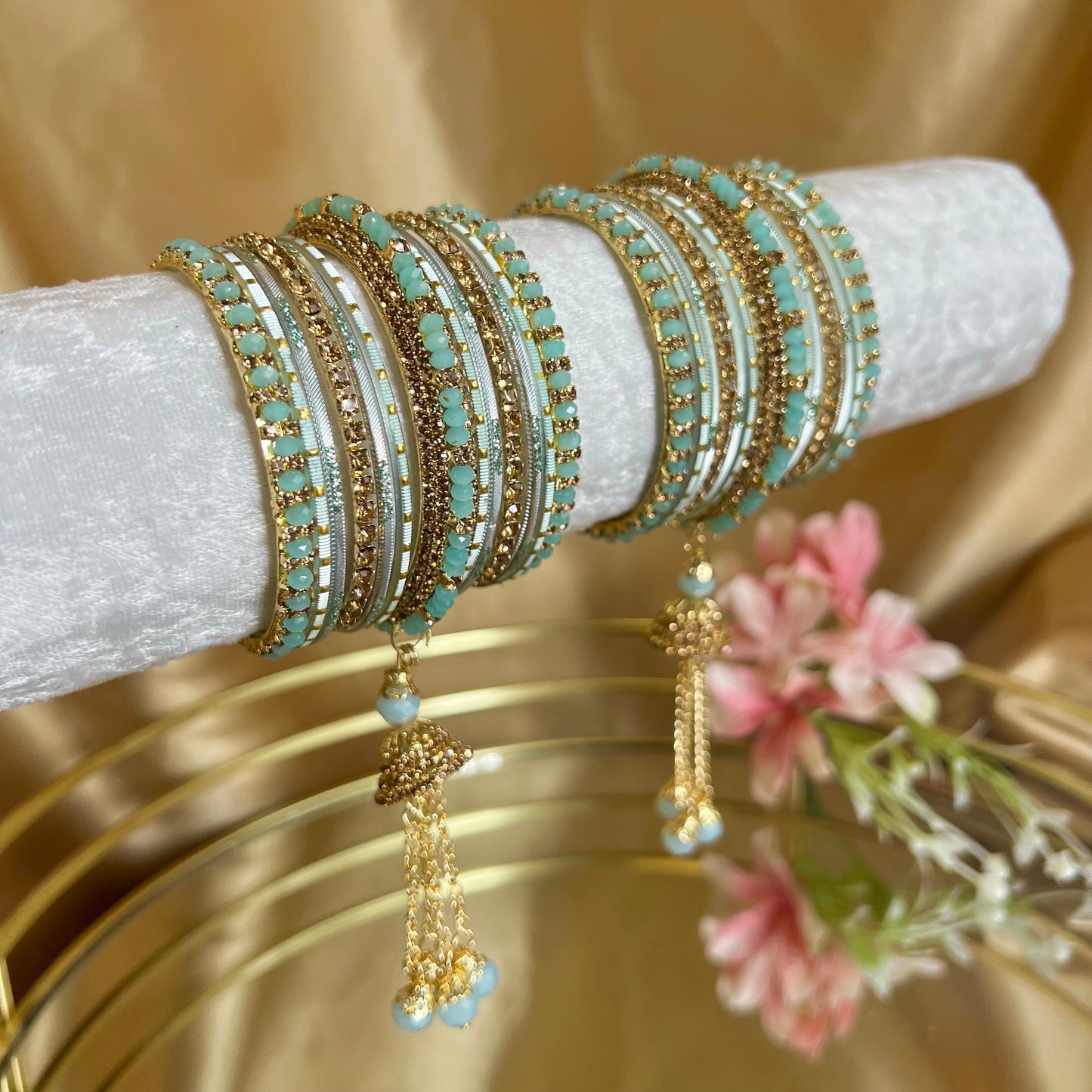 Small Light Blue Jhumka Bangle Set/Indian/ Pakistani/Jewelley/ Fashion Bracelet