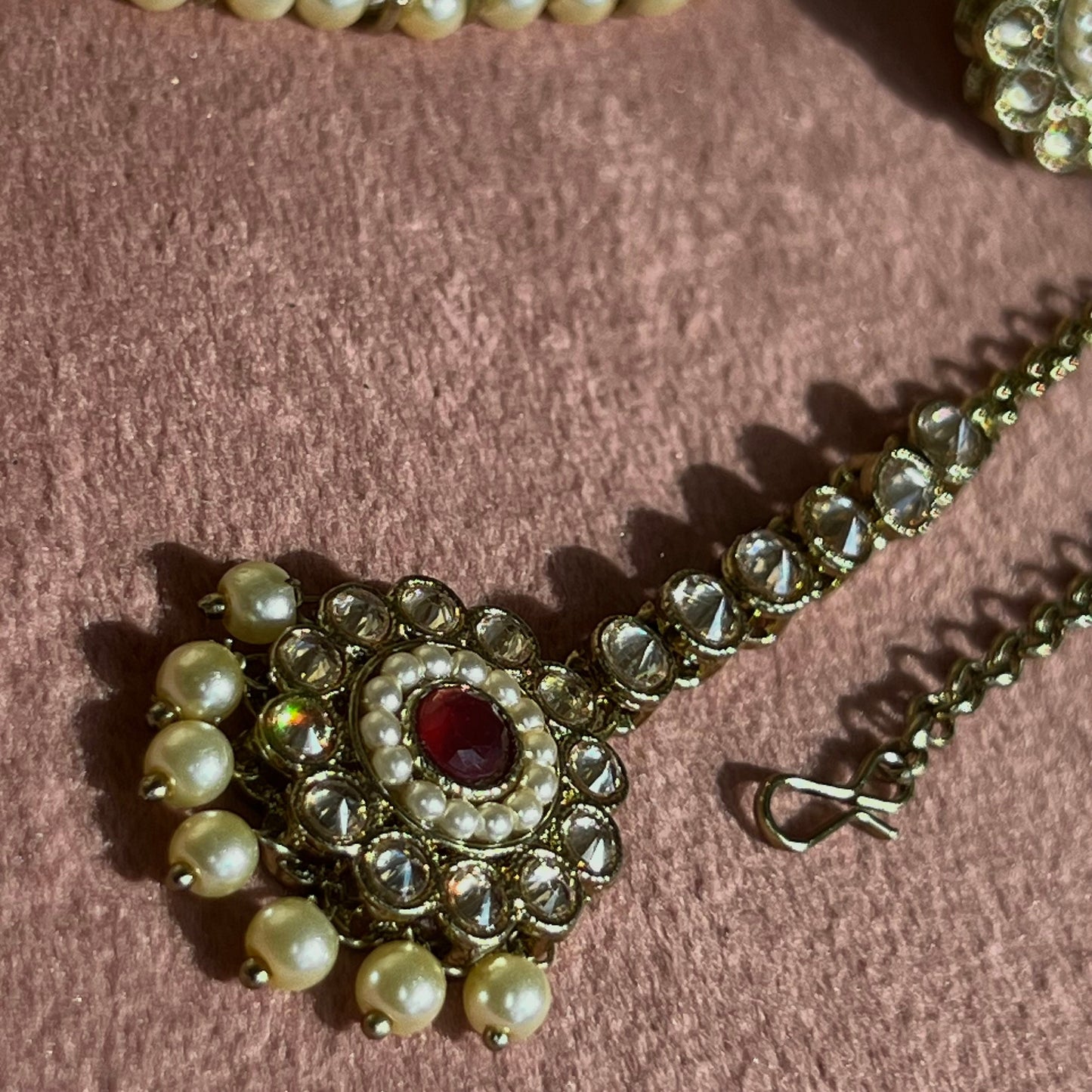 Small Necklace Set- Dark Purple/ Earring/ Tikka/ Tikli/ Indian/ Pakistani/Fashion Jewellery/ Gift for Women