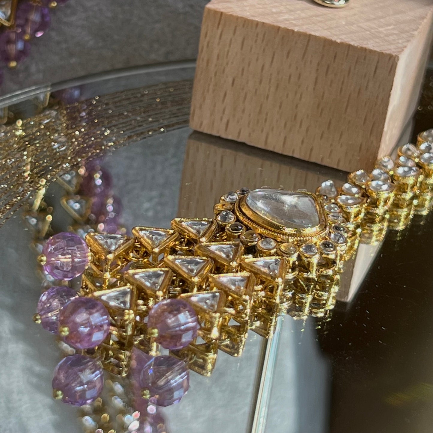 Lilac Long Necklace Set/Mala/Haar/ Earring/ Tikka/ Tikli/ Indian/ Pakistani/Fashion Jewellery/ Gift for Women