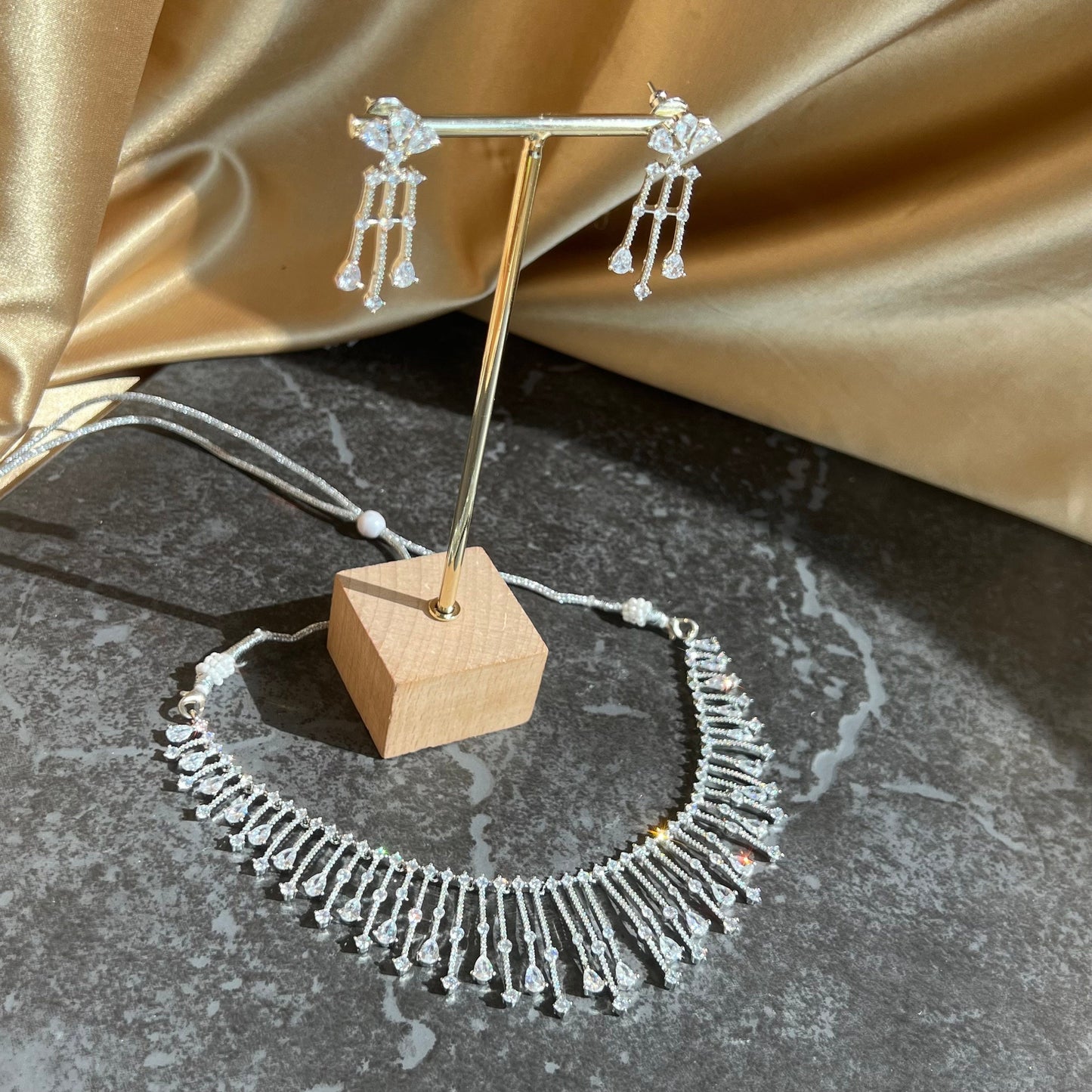 Silver Diamante Necklace with Earring/Reception/Christmas/New Years Party/Fashion Jewellery/ Gift for Women