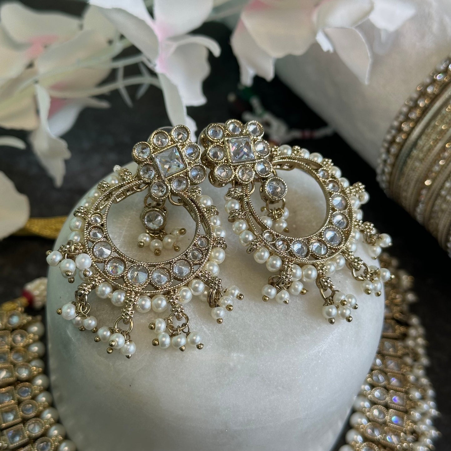 Clear Crystal Choker & Small Bangle Set/Earring/Tikka/ Gift for wome/Indian/ Pakistani/Fashion Jewellery/Valentines gifts