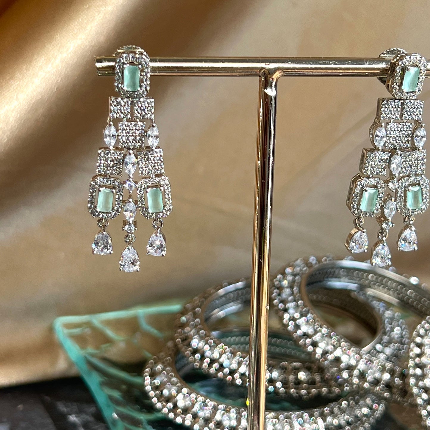 Mint/ Light Green- Diamante Necklace with Earring/Reception/Christmas/New Years Party/Fashion Jewellery/ Gift for Women