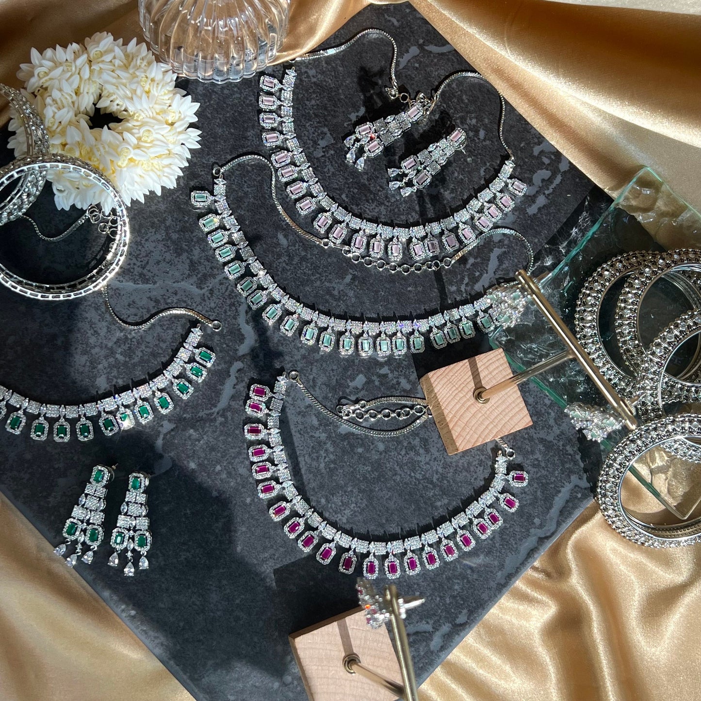 Emerald Green/Green- Diamante Necklace with Earring/Reception/Christmas/New Years Party/Fashion Jewellery/ Gift for Women