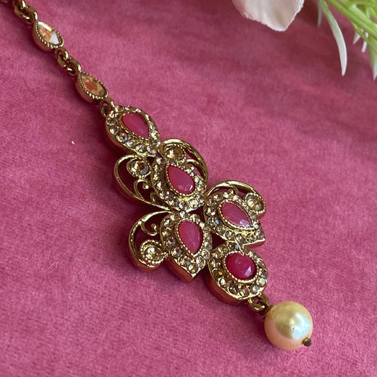 Pink Tikka/ Tikli/ Indian/ Pakistani Fashion Jewellery/ Maang Tikkas