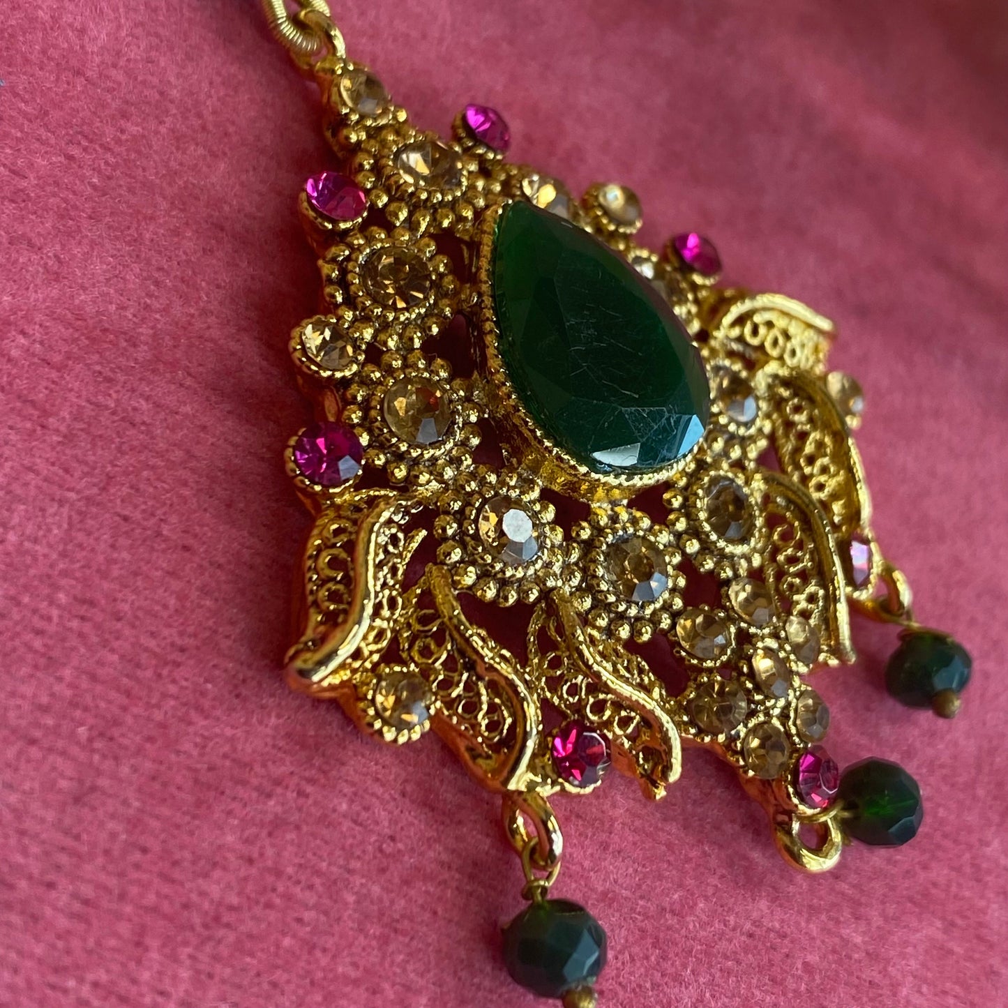 Green/ Pink Tikka/ Tikli/ Indian/ Pakistani Fashion Jewellery/ Maang Tikkas
