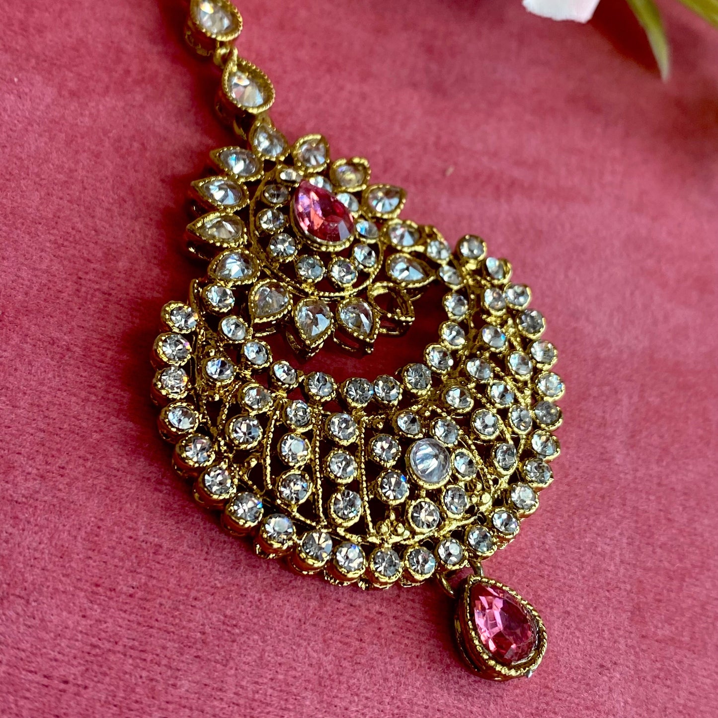 Pink Tikka Faulty!/ Tikli/ Indian/ Pakistani Fashion Jewellery/ Maang Tikkas