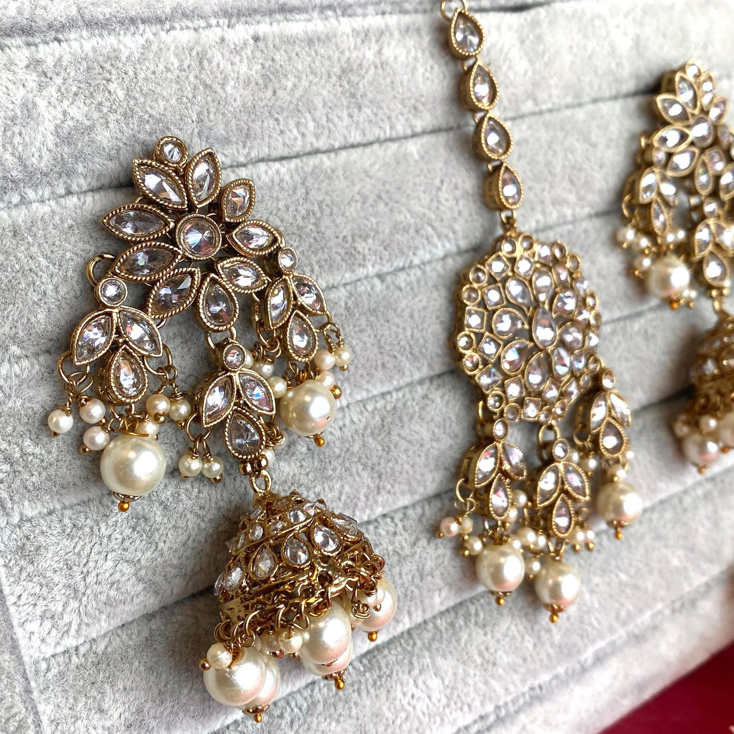 Clear Earring Tikka Set/ Jhumki Earring Indian/ Pakistani Style