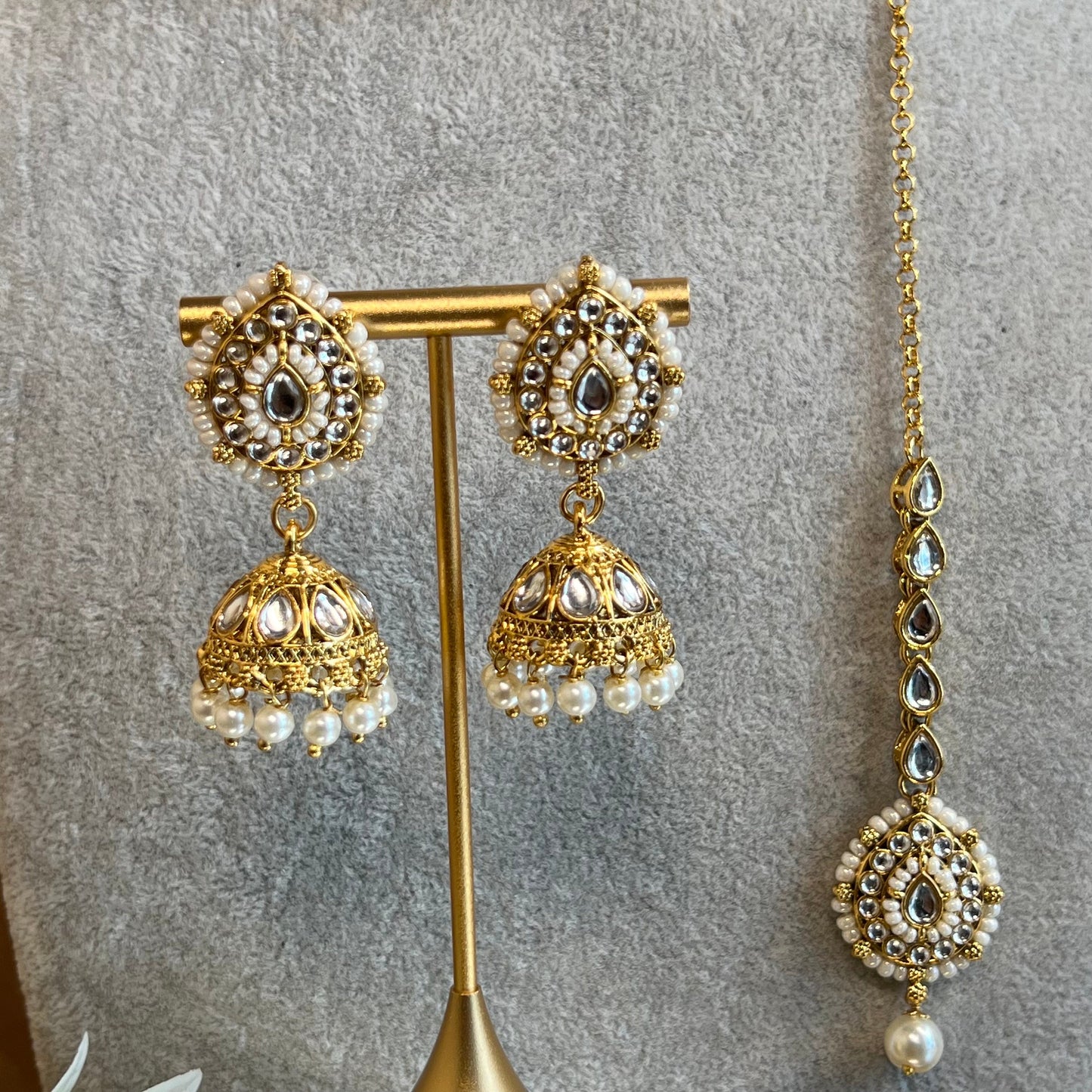 Faux Kundan White Necklace Set Earring/ Tikka/ Tikli/ Indian/ Pakistani/Fashion Jewellery/ Gift for Women