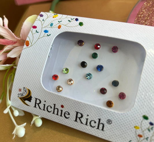 Multicolour Crystal Round Bindi Pack /Bindiya/ Chanlo/ Indian Accessory/ Forehead