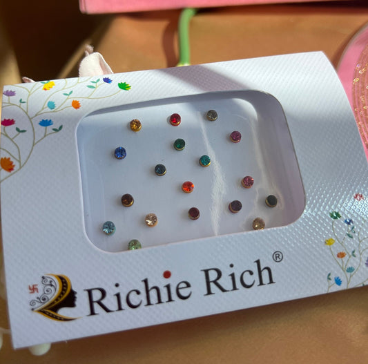 Multicolour Crystal Round Bindi Pack /Bindiya/ Chanlo/ Indian Accessory/ Forehead