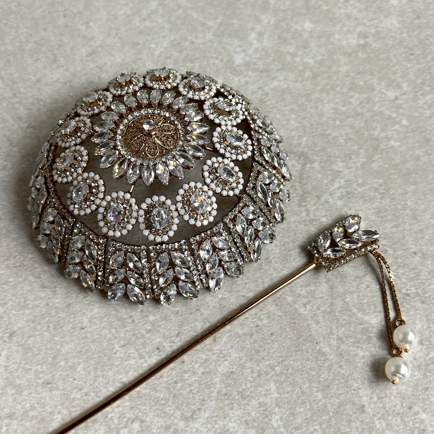 Metal Crystal Hair Accessory- Clear/ Unique Style/ Indian/ Pakistani/Fashion Jewellery/ Gift for Women