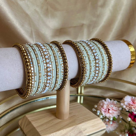Gold/ Ivory Bangle set/Indian/ Pakistani/Jewelley/ Fashion Bracelet