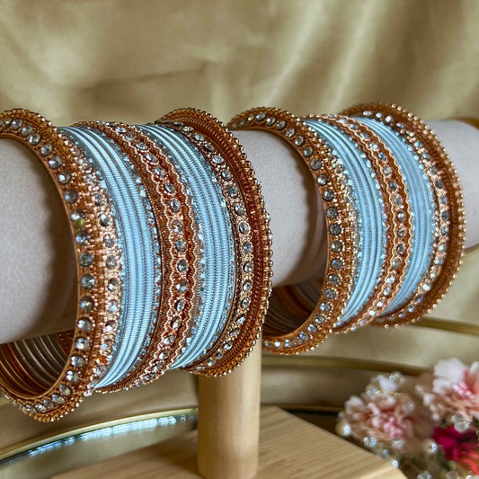 Rose Gold & Silver Bangle Set/Indian/ Pakistani/Jewelley/ Fashion Bracelet