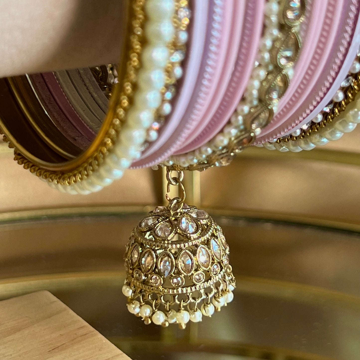 Pink Jhumka Bangle Set/Indian/ Pakistani/Jewelley/ Valentines Collection