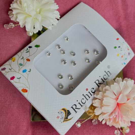 Silver Crystal Bindi Pack/ Bindiya/ Chanlo/ Indian Accessory/ Forehead Sticky Gem