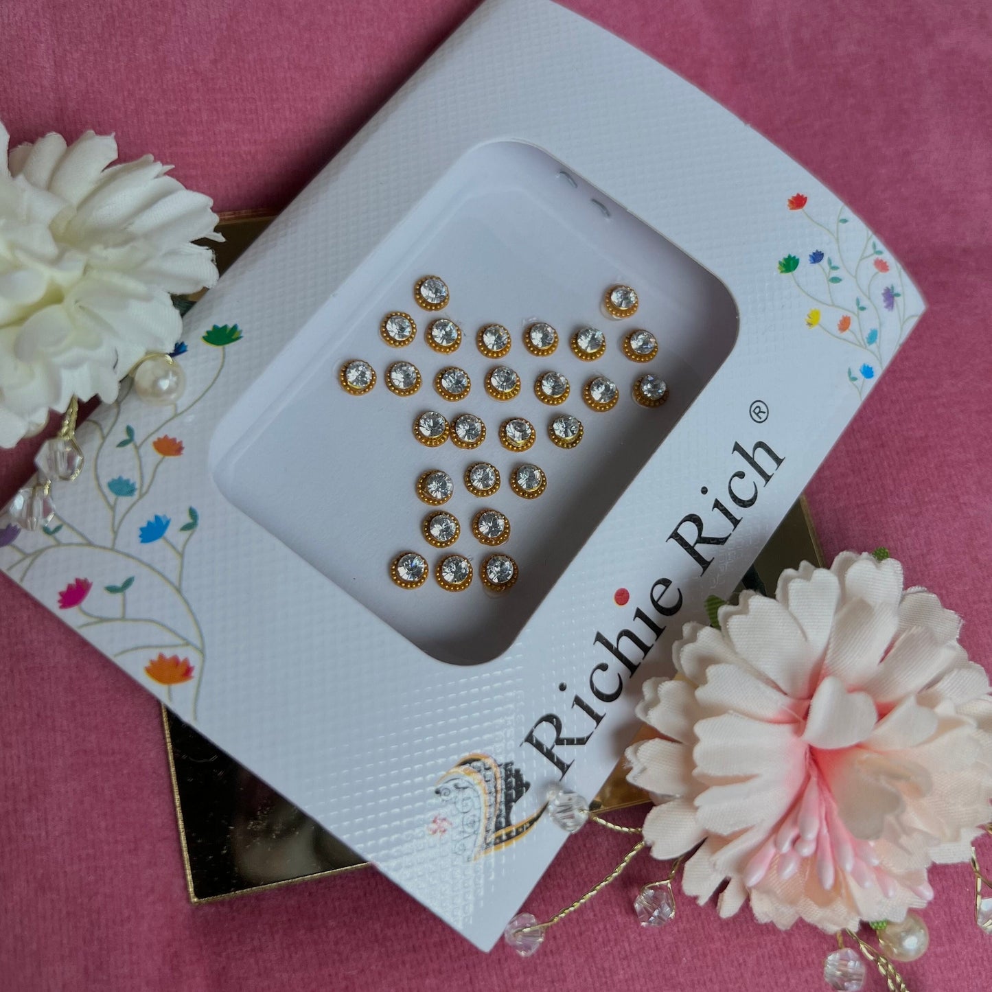 Bright Gold Crystal Bindi Pack /Bindiya/ Chanlo/ Indian Accessory/ Forehead