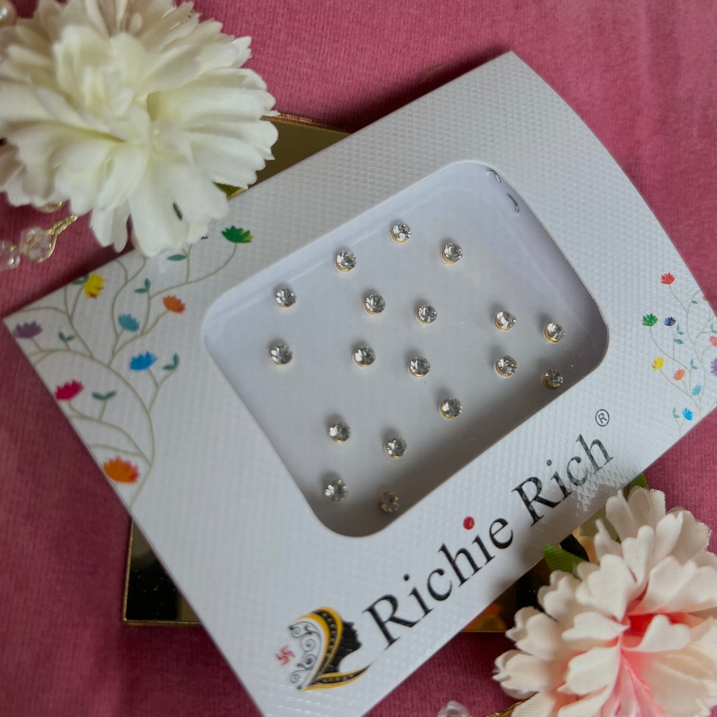 Clear Crystal Bindi Pack/ Bindiya/ Chanlo/ Indian Accessory/ Forehead Sticky Gem