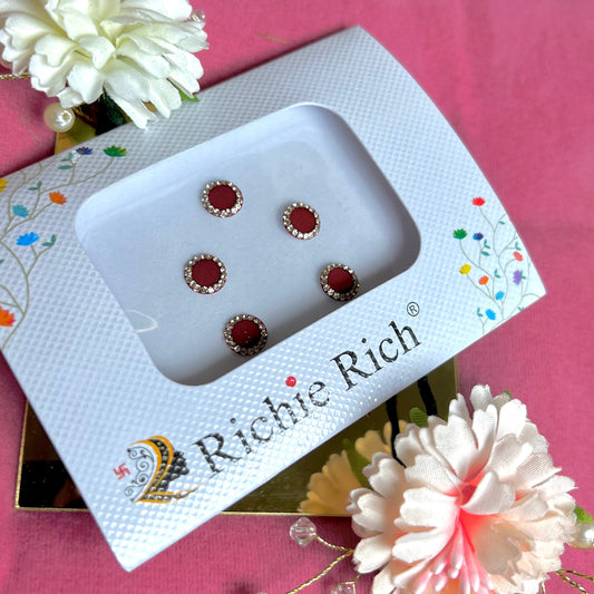 Maroon Round Bindi Pack/ Bindiya/ Chanlo/ Indian Accessory/ Forehead Sticky Gem