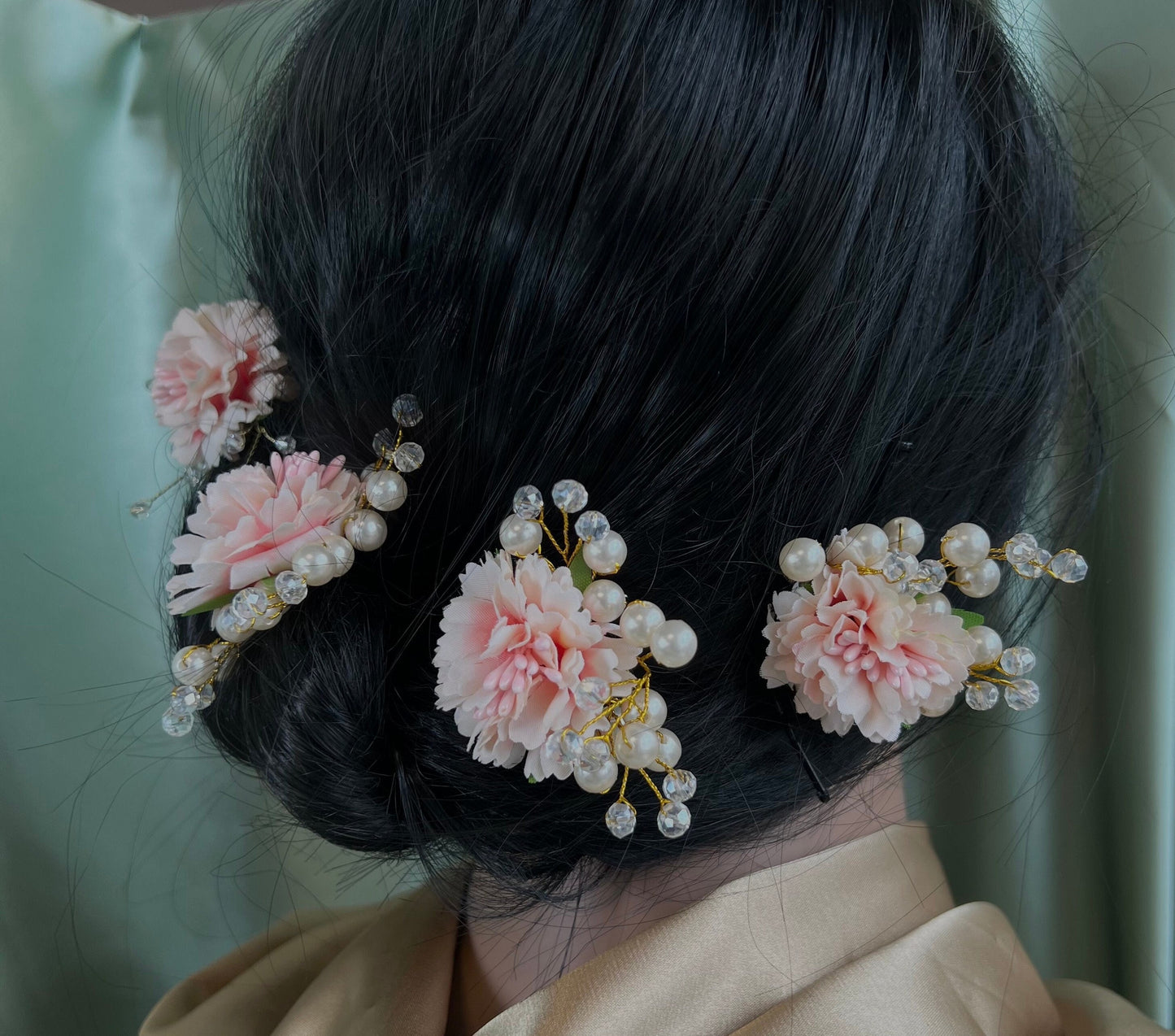 Indian Pink Hair Flower Hair Accessory - Pack of 4/ Unique Style/ Indian/ Pakistani/Fashion Jewellery/ Gift for Women