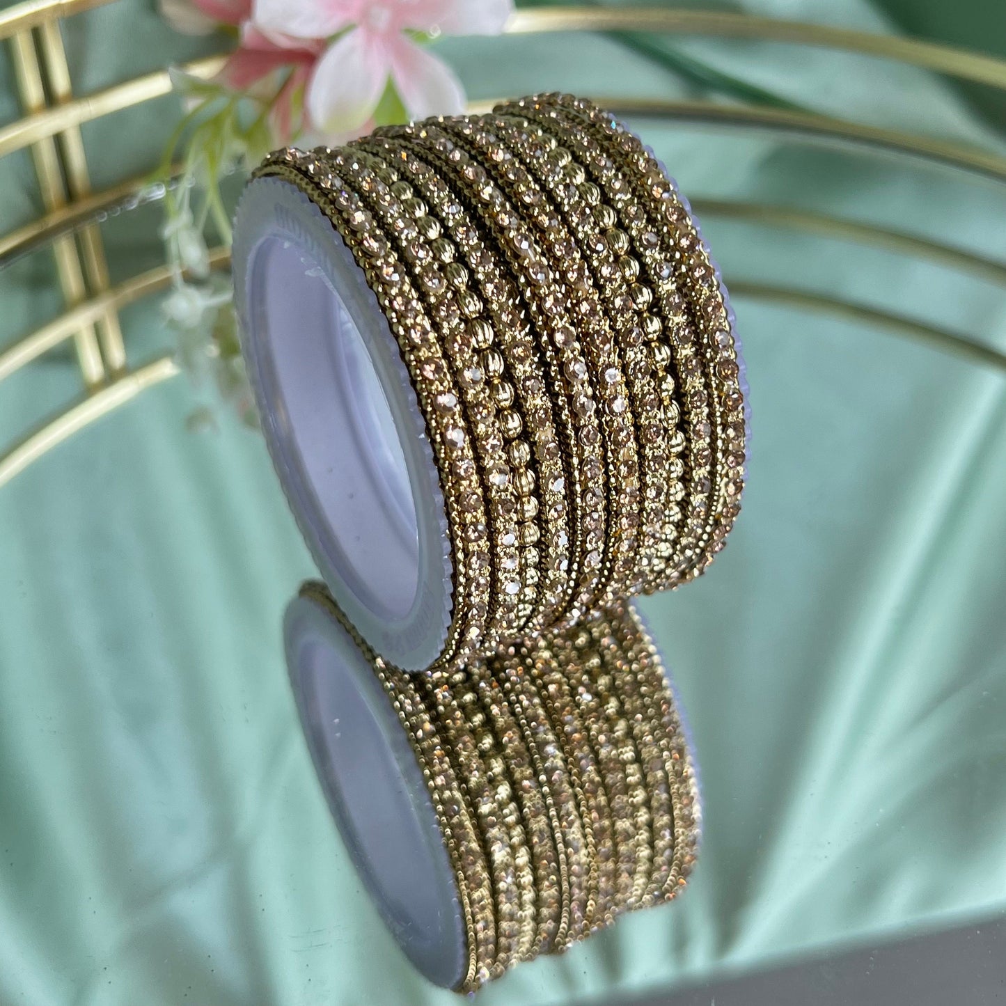 Small Antique Gold  Bangle Set for Both Arms - Golden/Indian/ Pakistani/Jewelley/ Fashion Bracelet