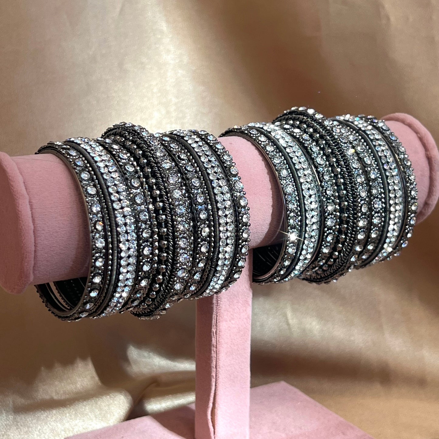 Silver Crystal 2.2 Bangle Set/Indian/ Pakistani/Jewelley/ Fashion Bracelet