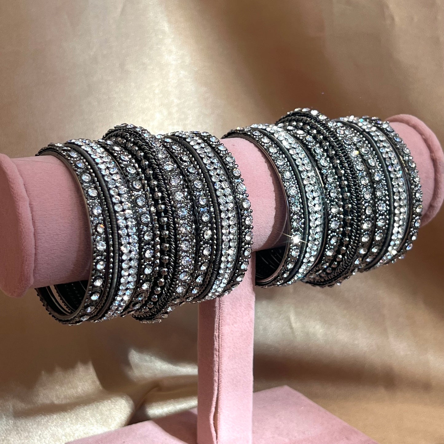Silver Crystal 2.2 Bangle Set/Indian/ Pakistani/Jewelley/ Fashion Bracelet