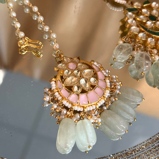 Real Kundan Tikka- Pink/ Tikli/ Indian/ Pakistani Fashion Jewellery/ Maang Tikkas