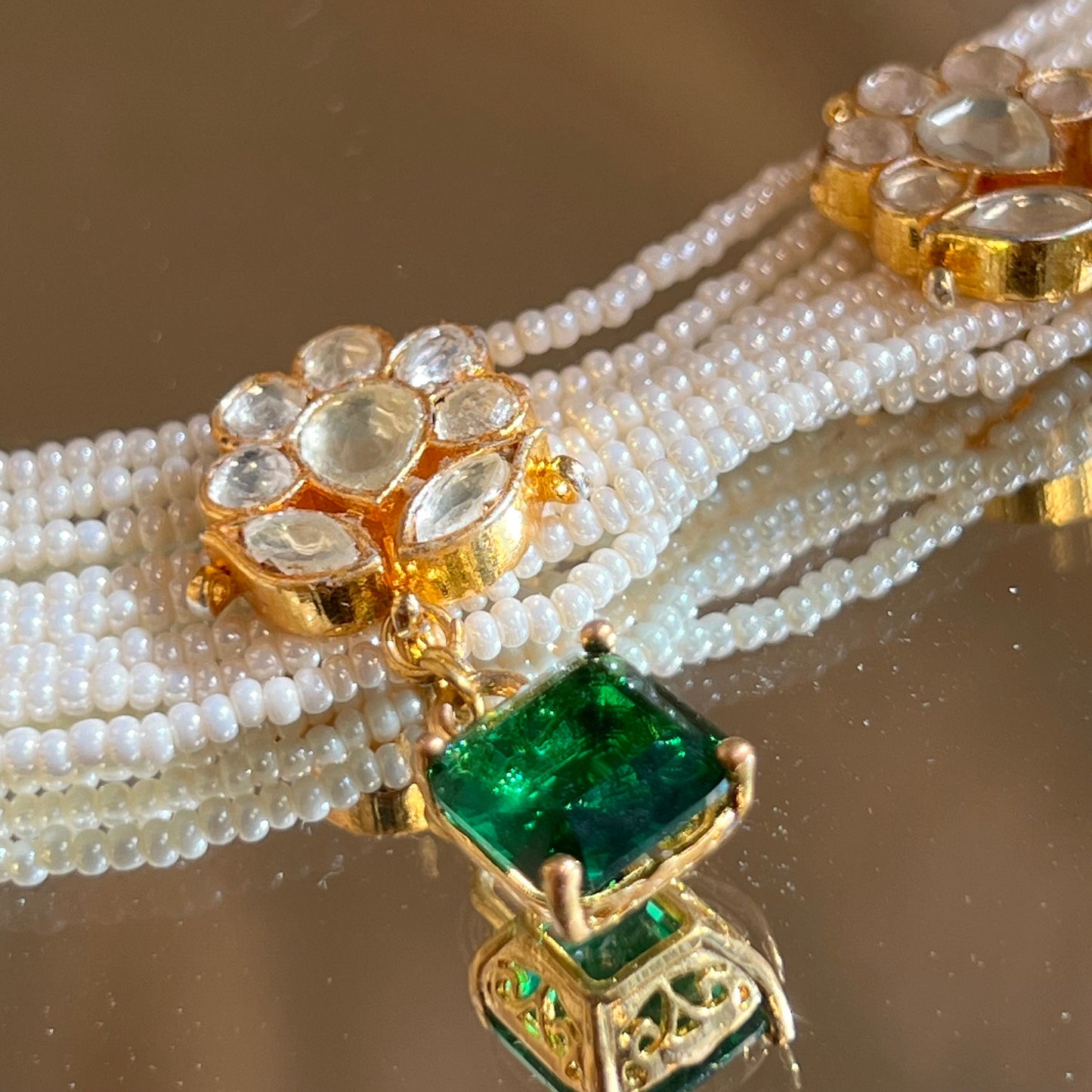 Green Real Kundan Bright Gold Choker Only High Quality Indian Pakistani Jewellery Pearl Fashion