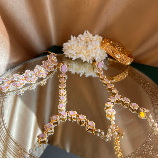 Pink Real Kundan Hand Harness - Single/ Fashion Jewellery/ Gift for Women/Indian/Pakistani style /Haathphool/Hand Accessory